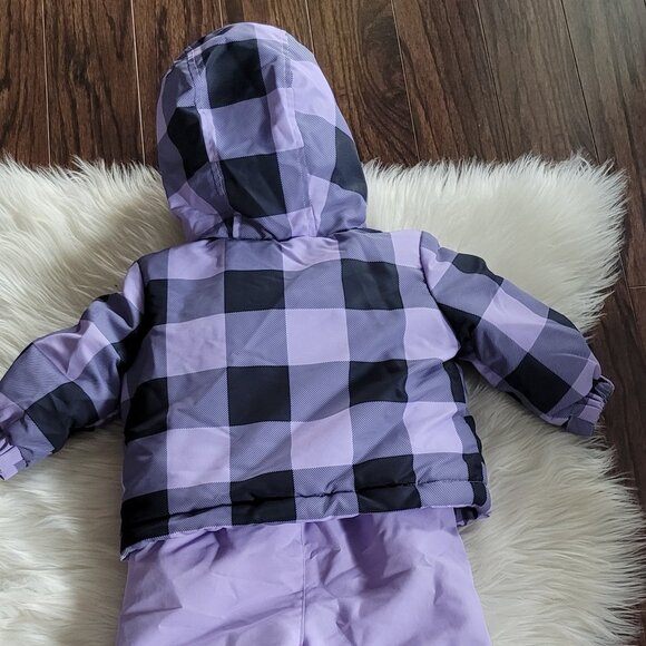 Joe Fresh Kid's Purple & Black Hooded Jacket & Pant Snow Suit Set Size 6-12M - Picture 3 of 12